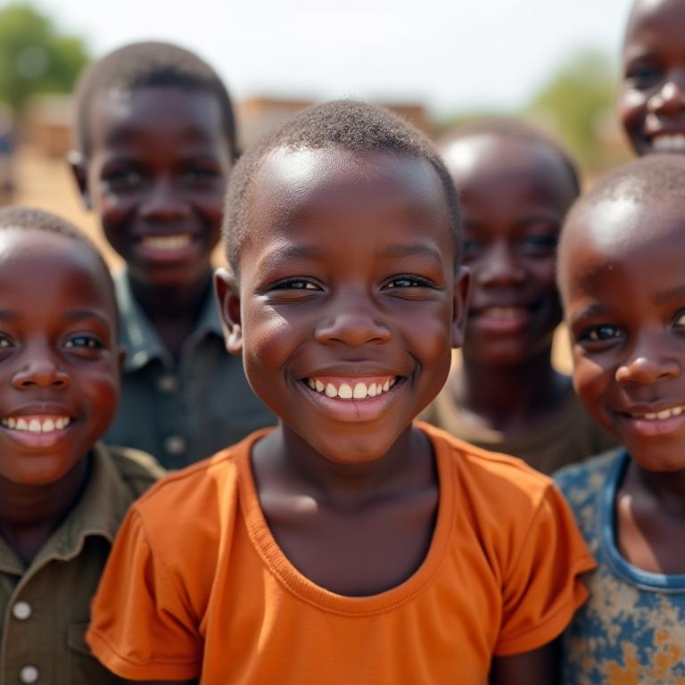 Community visit with local children in Africa
